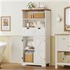 TEENFON Mobile da Bagno con 2 Porte e 2 Cassetti - Mobiletto Bagno Salvaspazio con Ripiani Regolabili e Scomparti Aperti, Multiuso per Cucina, Soggiorno, Ingresso - Bianco 60x30x125 cm