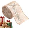 Generico Christmas Nastro Per L'Albero Di Natale- 2m Nastro Natale Con Filo Ferro, Nastroo Decorativo In Tessuto, Decorazione Con Una Fascia Da | nastrii Per Lavoretti Colore Champagne,Regali Decorazione