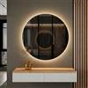 Planetmöbel Set di appendiabiti per corridoio da 100 cm, include specchio con illuminazione rotonda (senza cornice), consolle a parete 100 x 16 x 35 cm (rovere dorato e bianco), specchio da parete