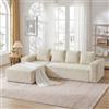 Lekvvied Divano angolare a U in velluto a coste,divano 3 posti modulare compresso con pouf mobili,portabicchieri,tasca laterale e cuscino (B-Beige)