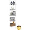 Joodyyoo Libreria di scala acrilica, 5 Livelli Scaffale Trasparente a Parete, Libreria a Scala con Striscia LED Luminosa, 39,5×24×182 cm