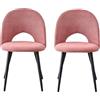 GrandCA HOME Set di 2 Sedie da Pranzo, Moderne Sedie da Cucina Imbottite con Gambe in Metallo, Adatte a Sale da Pranzo, Soggiorni e Camere da Letto - Rosa