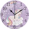 Mnsruu Bellissimo Orologio da Parete Rotondo Magico Unicorno, Pittura a Olio silenziosa AntiGraffio per Arredamento Camera da Letto Soggiorno Scuola Ufficio