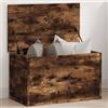 Augerlite Cassapanca in legno di rovere affumicato, 60 x 35 x 35 cm, con coperchio, per giocattoli, vestiti, cuscini, scarpe, ordine in corridoio, soggiorno, camera da letto