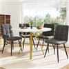 Merax Tavolo da pranzo rotondo, motivo marmo, tavolo da pranzo per 2-4 persone, telaio in metallo, gambe regolabili, design industriale, per ristoranti, soggiorno, cucina, sala da pranzo, colore noce