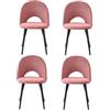 GrandCA HOME Set di 4 Sedie da Pranzo, Moderne Sedie da Cucina Imbottite con Gambe in Metallo, Adatte a Sale da Pranzo, Soggiorni e Camere da Letto - Rosa