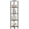 IBUYKE 5-Tier Corner Shelf,Stylish Corner Bookshelf for Small Spaces,Industrial Corner Storage Display Shelves,Small Corner Table for Bedroom,Bathroom,Kitchen, Brown WBC020H
