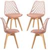 Regalos Miguel Set di 4 sedie Mima Rosa nocciola, per sala da pranzo e cucina, stile nordico, struttura in polipropilene, seduta imbottita in similpelle e gambe in legno di faggio