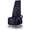 NEUERRAUM Poltrona in pelle nera asimmetrica con un solo bracciolo, altezza totale 120 cm.