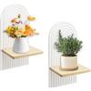 QZDAFFIC 2 Pezzi Mensole da Muro Boho Chic, Libreria Sospesa Scaffale da Parete Legno per Le Piante Candela Bagno Camera da Letto Cucina Soggiorno