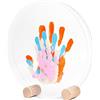 Patrocle Kit Impronte Famiglia 4 Pastel - Kit Nascita Bambino o Bambina - Idee Regalo Neonato Compleanno o Natale - Impronte Mani Piedi Famiglia - Supporto Legno Naturale - Plexiglass Personalizzato