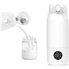KBIBCK Scaldabiberon portatile da 500 ml, per bambini, in viaggio, riscaldamento rapido per latte materno, acqua, regolabile da 35 a 70 gradi, ricaricabile tramite USB, colore bianco