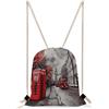 KHAUERBC Red London Street - Borsa da palestra con chiusura a cordoncino, impermeabile, con cinghie regolabili, per sport, palestra, viaggi, nuoto