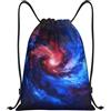 LLOTPQ Coulisse Rosso Blu Galassia Stampa Borse Zaino Sport Storage, Nero , M, Classico
