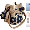 Générique Borse da donna all'uncinetto - pochette bohemien all'uncinetto con fiore fatto a mano, borsa a maglia da donna, per piscina, sabbia, barca, crociera, vacanza, viaggio, estate, palestra, pranzo, doccia