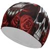 ADFGYERH Cuffia da nuoto classica unisex con teschio in fiore, cuffia da nuoto ricreativa, comoda, flessibile e durevole, per allenamento in piscina e in spiaggia