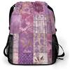 KHAUERBC Zaino con coulisse e collage di fiori viola per adulti, borsa da palestra con scomparto per scarpe, zaino da trekking con tasche laterali in rete