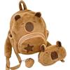 Generisch Capybara - Zaino per ragazze, in peluche, con scomparto per monete, borsa da viaggio, simpatico accessorio per ciondoli, spallacci regolabili, leggero, durevole, per scuola, università, palestra