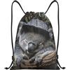 LLOTPQ Coulisse dormire koala cap Stampa Borse Zaino Sport Storage, Nero , S, Classico