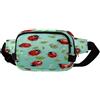 KHAUERBC Marsupio quadrato a doppio strato con motivo coccinelle rosse su sfondo blu, con cinturino regolabile. Marsupio con cerniera - multitasche. Marsupio sportivo per escursionismo, jogging, corsa.