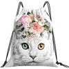 Generic Unisex Borsa Coulisse White Cat Wearing A Wreath Sacca Ginnastica Fashion Zaino Palestras per Sport Adulto Yoga 36X42Cm