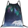 Generic Poliestere Borsa Coulisse White Bear Sacca Sportiva Unisex Zaino Scuola per Donna Nuoto Adulto 36X42Cm