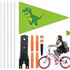 Generic Bandiere di sicurezza per bicicletta, bandiere di sicurezza per rimorchi, accessorio sicuro per bambini, kit di bandiere di sicurezza per bici con asta in fibra di vetro, ottimo strumento per sedie a