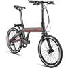 Generic Bicicletta pieghevole in fibra di carbonio da 50,8 cm, design a braccio singolo per una facile conservazione e portabilità
