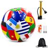 SGZIOO Pallone da Calcio Misura 5 con Bandiere Mondiali, Pallone Calcios, D'Pallone da Calcio Taglia 5, Set di allenamento con Pompa, 2 Aghi, Rete e Sacca, per Allenamenti, Partite ed Eventi Sportivi