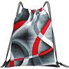 Generic Stampa Borsa Coulisse Gray Black Red White Swirls Sacca Ginnastica Unisex Zaino da Viaggio per Piscina Nuoto Yoga 36X42Cm