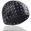 TLICLP Cuffia Piscina Adulti Donna Uomo, Cuffia Nuoto Impermeabile in PU con Alta Elasticità, Design Ergonomico per Capelli Lunghi e Protezione Orecchie, Morbida e Confortevole, Nero