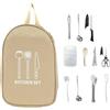 Generisch Set da Cucina per Campeggio 12 Pezzi di Attrezzatura da Cucina per Viaggi | con Borsa da Trasporto per Set da Cucina Portatile per Camper, Escursionismo, Zaino in Spalla, BBQ, Avventure e Feste