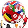 Foreverup Pallone da Calcio Taglia 5 con Bandiere Mondiali, Palla Curva da Calcio, Curve Ball Football con Pompa, 2 Aghi, Rete e Borsa per Regali e Partite di Calcio per Bambini