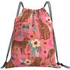 Generic Stampa Borsa Coulisse Red Golden Retriever Dogs Borsa Palestra Scuola Leggero Zaino Scuola per Adulto Viaggi All'Aperto 36X42Cm