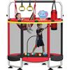 GT GETCO TECH Trampolino da 140 cm per bambini, 5 in 1, per interni ed esterni, con asta da ginnastica regolabile e giocattolo, regalo per ragazzi e ragazze da 3 a 8 anni (nero e rosso)