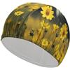 ADFGYERH Cuffia da nuoto classica unisex morbida con fiori gialli estivi, cuffia da nuoto ricreativa, comoda flessibile durevole per allenamento piscina e spiaggia