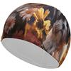 ADFGYERH Shih Tzu Cuffia da nuoto classica unisex morbida con cane e fiori, cuffia da nuoto ricreativa, comoda e flessibile, durevole per allenamento in piscina e in spiaggia