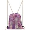 KHAUERBC Borsa da palestra con collage di fiori viola, con coulisse, impermeabile, con cinghie regolabili, per sport, palestra, viaggi, nuoto