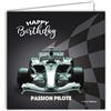 I&S / Les collections rétro IETSCPMD19402 Biglietto Happy BIRTHDAY Passione pilota auto da corsa automobilistica F1 Formula 1 con busta bianca, formato 15 x 15 cm, interno bianco, prodotto in Francia
