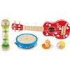 Hape Set Mini Band da 5 Pezzi | Ukulele, tamburello, nacchere, sonaglio e Bastone della Pioggia per Bambini dai 3 Anni in su