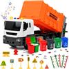 Joellfuner Camion dei Rifiuti Giocattolo, Camion Spazzatura, Immondizia con Cestino Luci e Suoni, Set di Giocattoli per della Spazzatura, Regali per Bambini di Età Superiore ai 3 Anni (Arancione)