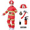 Generico Set di Vigile del Fuoco Gioco d'Imitazione per Bambini Bambini Pompiere Giochi di Ruolo Costume Costume Halloween Bimbo Costumes Pompiere Bambino per Feste in Maschera