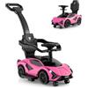 SOARS Macchinina Bambino 3 in 1 con Licenza Lamborghini, Guida Realistica con Volante, Clacson, Musica, Capacità di Carico 25 KG, Macchina Cavalcabile per Bambina e Bambino 18-60 Mesi (Rosa)