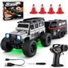 VeftBltrem Auto radiocomandata da drift fuoristrada, mini crawler in scala 1:64 con rimorchio, auto radiocomandata da tavolo, auto con telecomando a 2,4 GHz e luci a LED, giocattolo da corsa per adulti e bambini