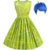 bluaqua Joy Joy Disgusto Disgust Dress Costume travestimento per bambini ragazze taglia 2-10 anni