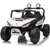 Beneo Motors Macchina elettrica per bambini T-REX Ride 4x4, due posti, 24V, bianca, lettore MP3 con ingresso USB/AUX, trazione 4x4, batteria al litio, sospensioni, telecomando, luci LED