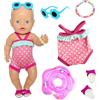 Xerteam Set di 5 costumi da bagno per bambole, 14 - 18 pollici, set da nuoto estivo per bambole, 43 cm, abbigliamento e accessori per bambole da 35 - 45 cm