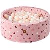 Dodozen Piscina di Palline in Velluto 90x30cm Senza Palline per Bambini - Area Gioco Morbida, Rivestimento Lavabile - Amour