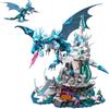 Brihappen Set di blocchi da costruzione per adulti e ragazzi dai 14 anni in su, giocattolo creativo per la costruzione di castello di drago di ghiaccio, decorazione in stile fantasy, kit da