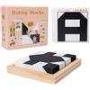 Frilla BLOCKADO Blocchi Puzzle in Legno, Gioco Educativo per Bambini, Puzzle Montessori con Carte Sfida Bifacciali, Gioco di Logica e Costruzioni, 16 Blocchi e 80 Schemi, dai 3 Anni